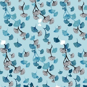 Ginkgo leaves on teal small