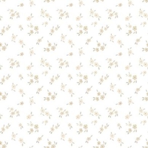 beige watercolor florals - mini - white