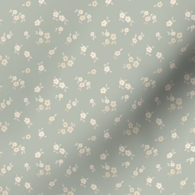 beige watercolor florals - mini - sage green