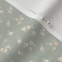 beige watercolor florals - mini - sage green