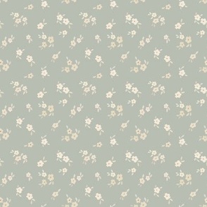 beige watercolor florals - mini - sage green