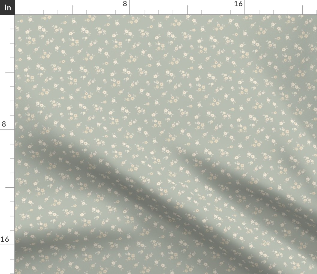 beige watercolor florals - mini - sage green