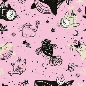 constelation animal pattern pink