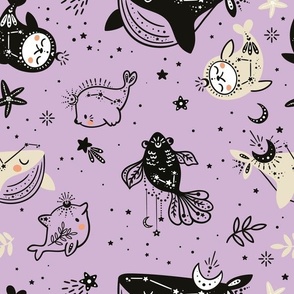 constelation animal pattern purple