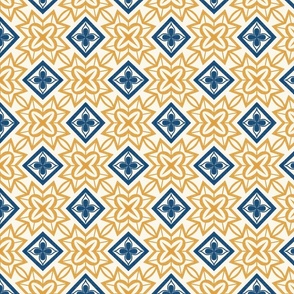 Greek style tiles- mustard and royal blue
