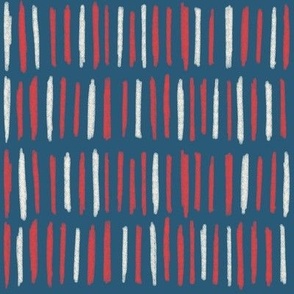 Sketched Lines - Red and White on Blue