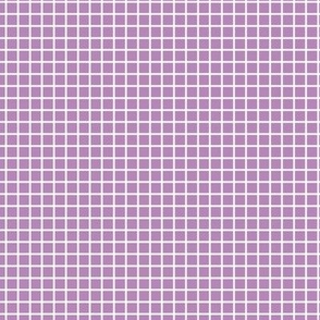 Small Grid Pattern - Dusty Lilac and White