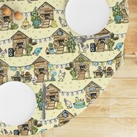Henhouse Party on Pastel Yellow, Farmhouse Country Chickens