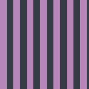 Vertical Awning Stripe Pattern - Dusty Lilac and Charcoal