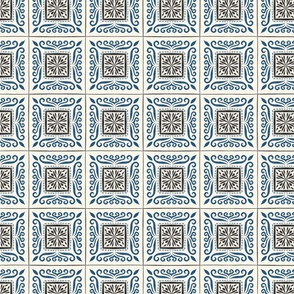 Elegant tile- black and royal blue - small 