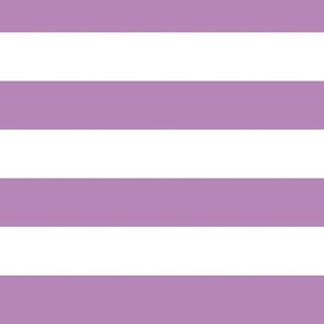 Large Horizontal Awning Stripe Pattern - Dusty Lilac and White