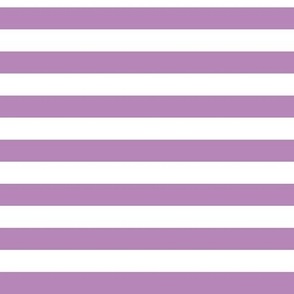 Horizontal Awning Stripe Pattern - Dusty Lilac and White