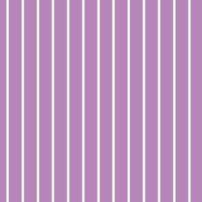 Vertical Pin Stripe Pattern - Dusty Lilac and White