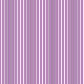 Small Vertical Pin Stripe Pattern - Dusty Lilac and White