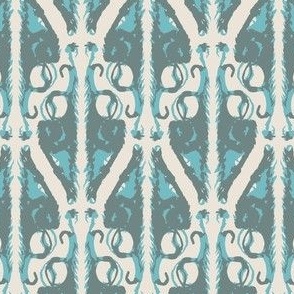 Wolf Scroll - aqua ivy