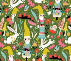 gnomes and rabbits in the forest // large scale