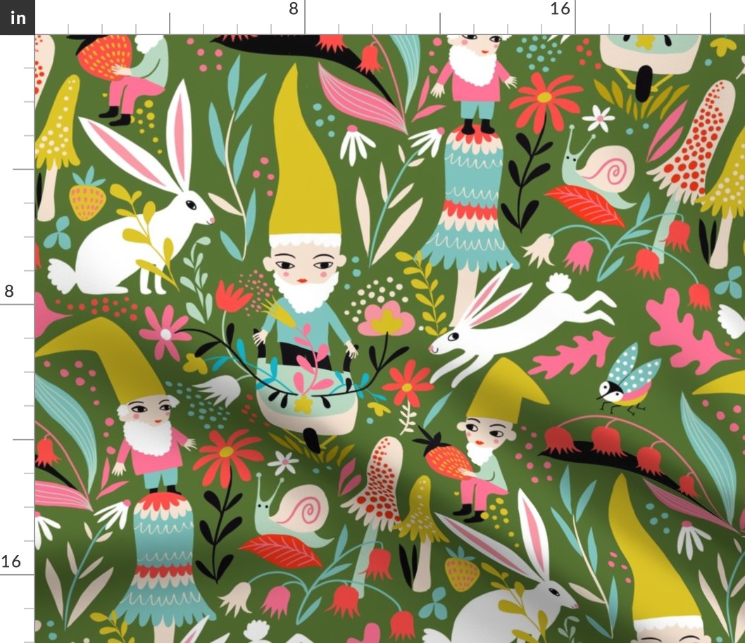 gnomes and rabbits in the forest // large scale