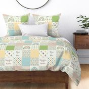 Patchwork 6" Square Cheater Quilt Rainbow Baby Neutral Earth Tone Nursery