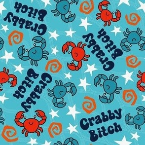 Large Scale Crabby Bitch Sarcastic Sweary Crabs on Blue