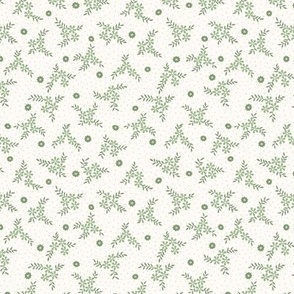 Lena Micro Floral: Mossy Green & Cream Tiny Floral Toss