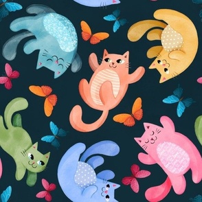 Happy Cats (dark background) - LARGE SCALE