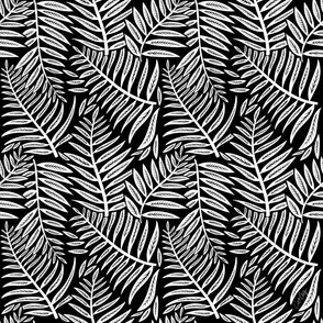 Palm Pattern – White on Black