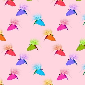 Rainbow Birds of Paradise - blush pink, medium 