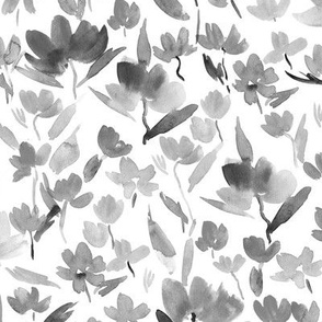 Silver grey Sardinian meadow - watercolor wild flowers - loose painterly florals a366-10