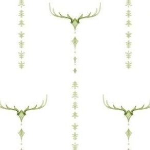 Antlers and Evergreens on white