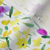 Sardinian meadow - watercolor wild flowers - loose painterly florals a366-1