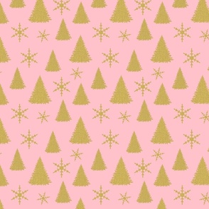 pink gold christmas tree pattern
