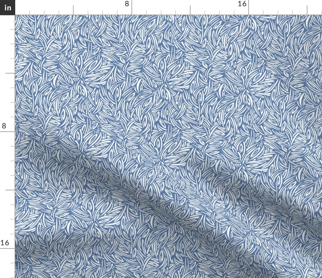 Sweet Grass - Botanical Geometric - Blue White Small Scale