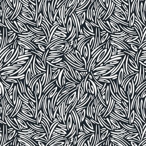 Sweet Grass - Botanical Geometric - Midnight Blue White Small Scale