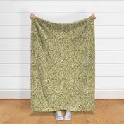 Sweet Grass - Botanical Geometric - Moss Green White Large Scale