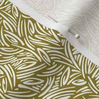 Sweet Grass - Botanical Geometric - Moss Green White Small Scale