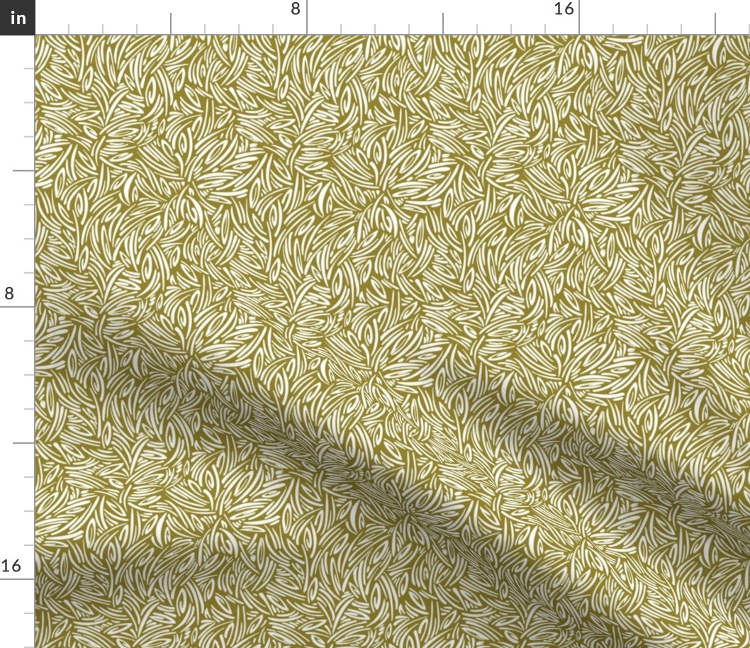 Sweet Grass - Botanical Geometric - Moss Green White Small Scale