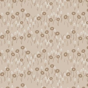 Lois Floral: Chestnut & Cream Meadow Flowers, Cottage Small Print