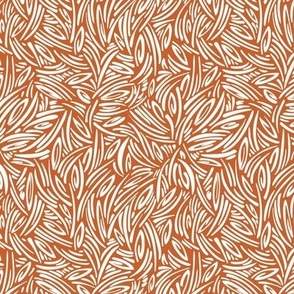 Sweet Grass - Botanical Geometric - Rust Orange White Small Scale