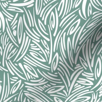 Sweet Grass - Botanical Geometric - Sea Green White Regular Scale