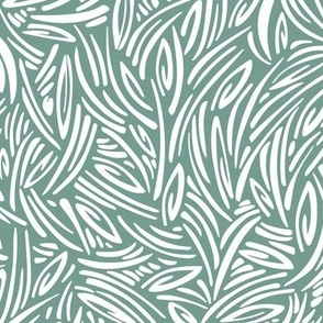 Sweet Grass - Botanical Geometric - Sea Green White Regular Scale