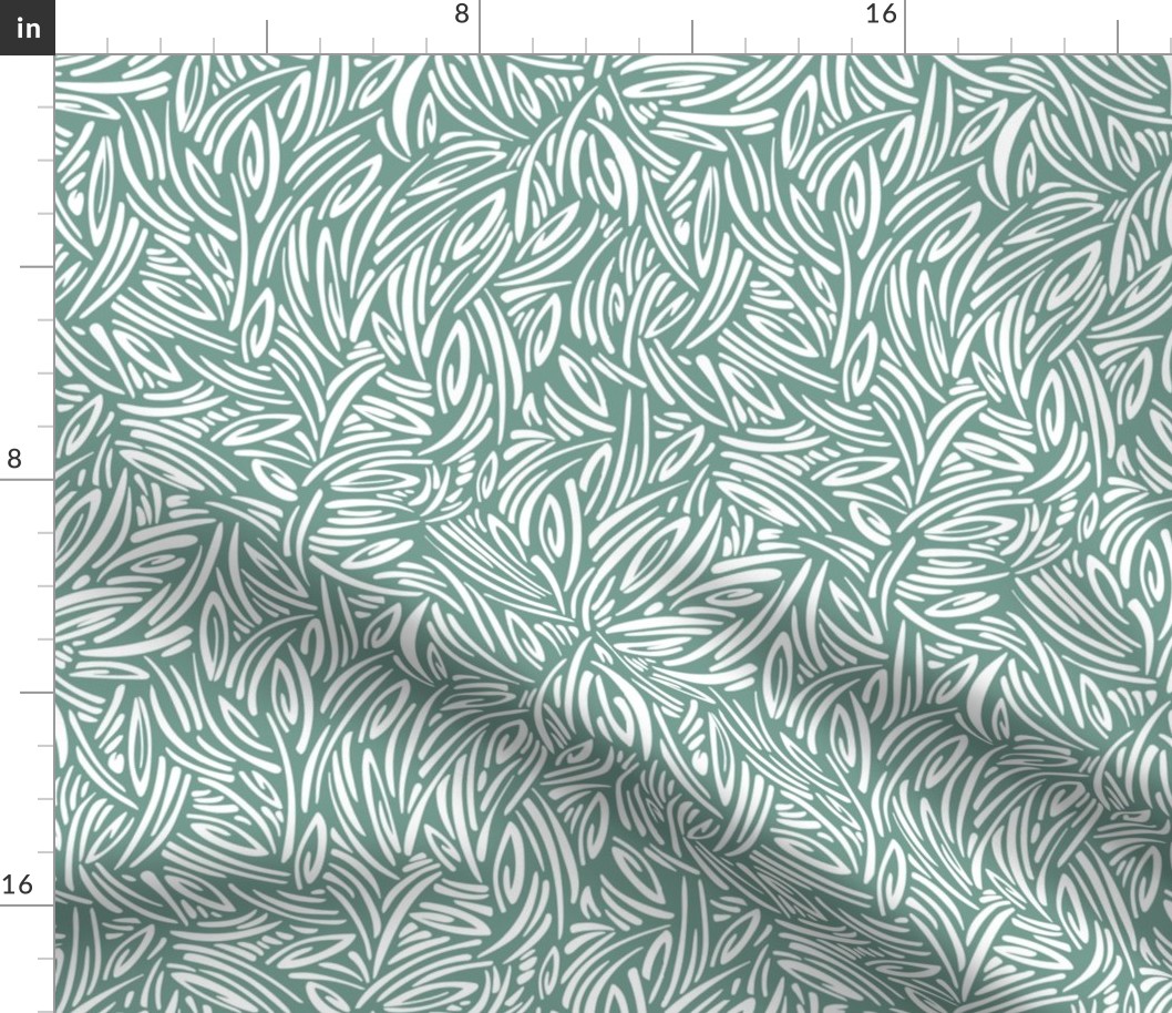 Sweet Grass - Botanical Geometric - Sea Green White Regular Scale