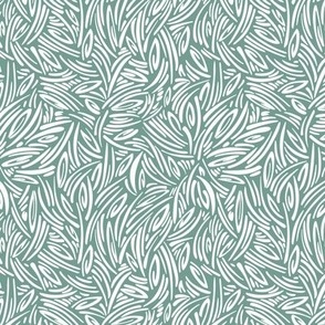 Sweet Grass - Botanical Geometric - Sea Green White Small Scale