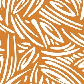 Sweet Grass - Botanical Geometric - Squash Orange White Large Scale