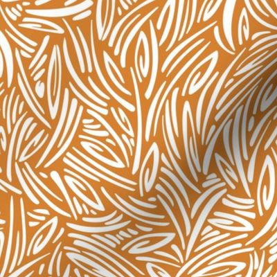 Sweet Grass - Botanical Geometric - Squash Orange White Regular Scale