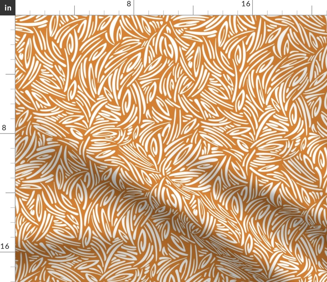 Sweet Grass - Botanical Geometric - Squash Orange White Regular Scale