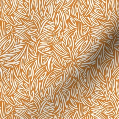 Sweet Grass - Botanical Geometric - Squash Orange White Small Scale