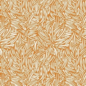 Sweet Grass - Botanical Geometric - Squash Orange White Small Scale