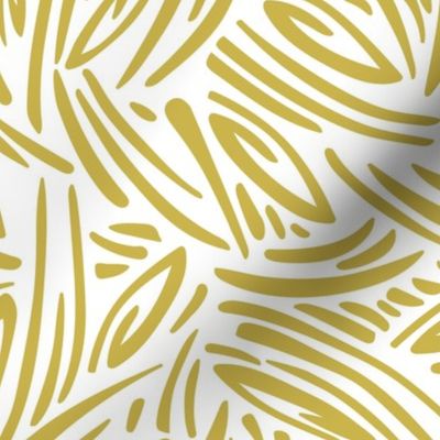 Sweet Grass - Botanical Geometric - White Citron Yellow Large Scale