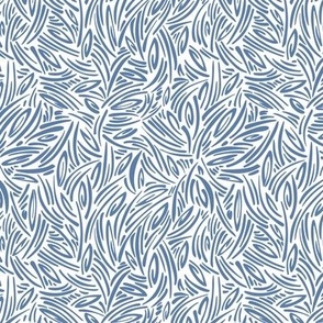 Sweet Grass - Botanical Geometric - White Blue Small Scale