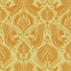 fancy damask with animals, honey